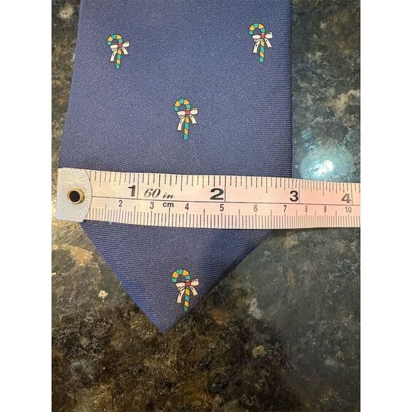 Noel Men's Blue Geometric Holiday Silk Tie - Picture 3 of 6